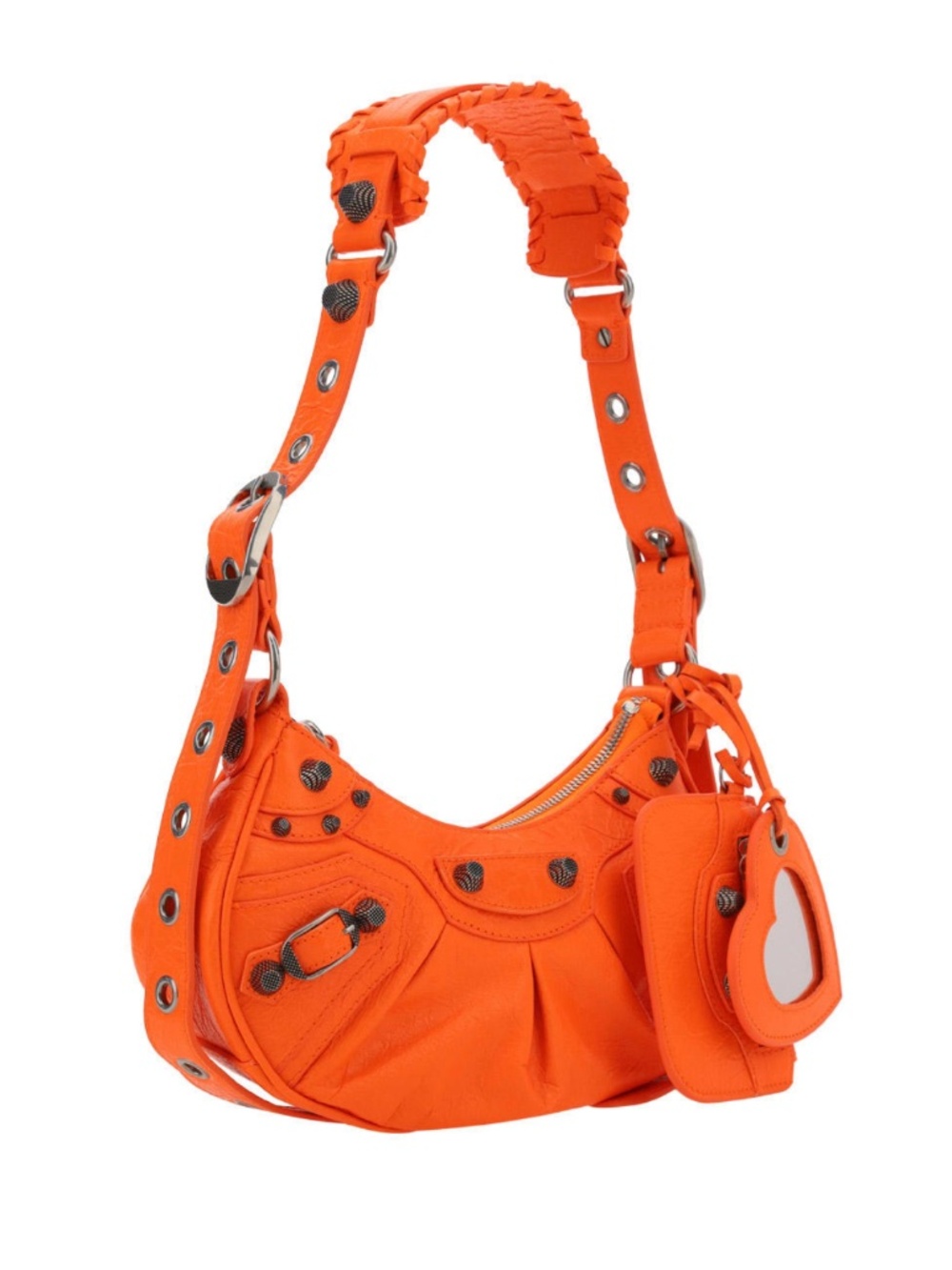 Women’s Balenciaga LE CAGOLE shoulder bag in neon orange lamb skin leather NWT